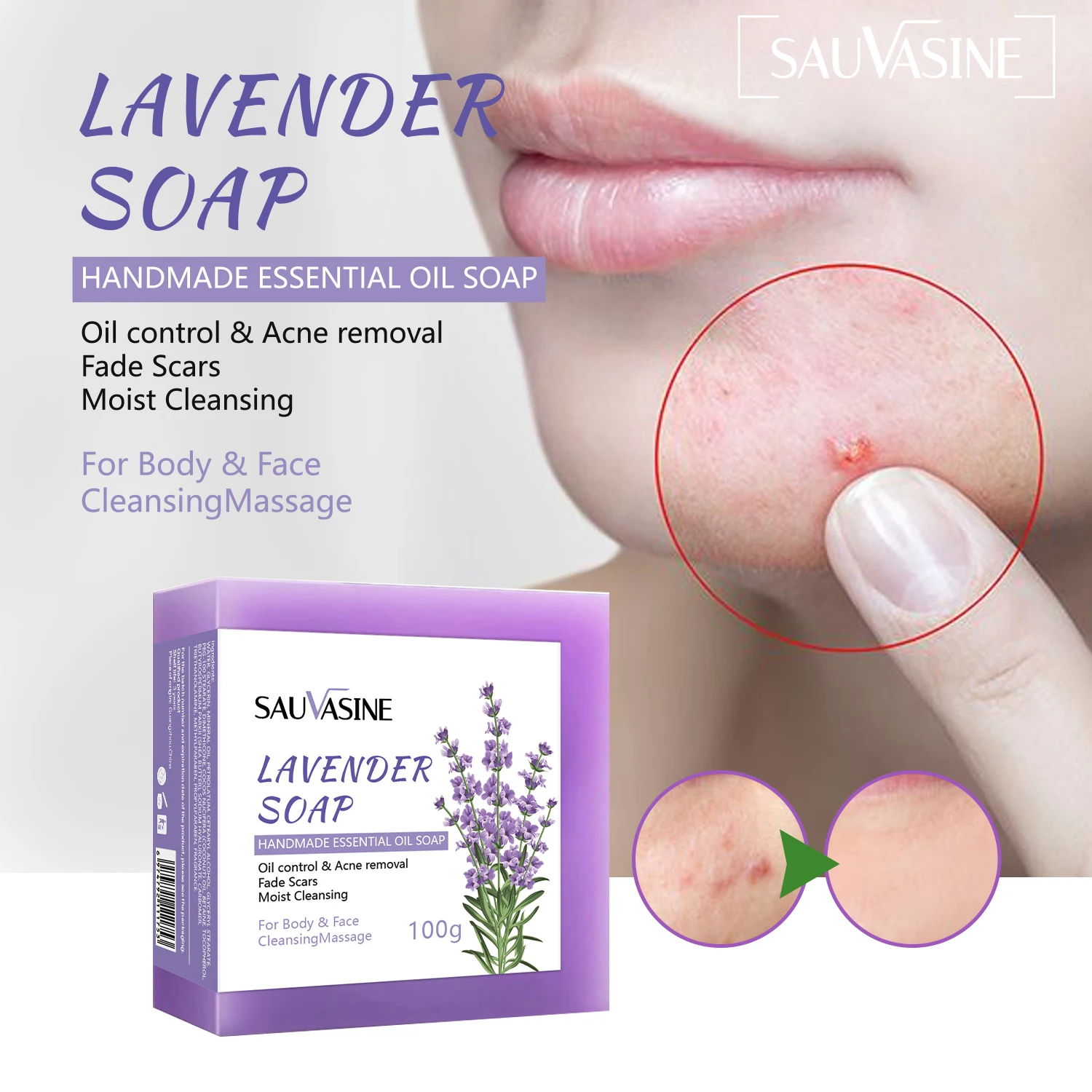 

Lavender Dark Black Skin Lightening Soap Whitening Soap Kojic Acid Glycerin Brighten Face Body Skin Bleaching Soap 100g