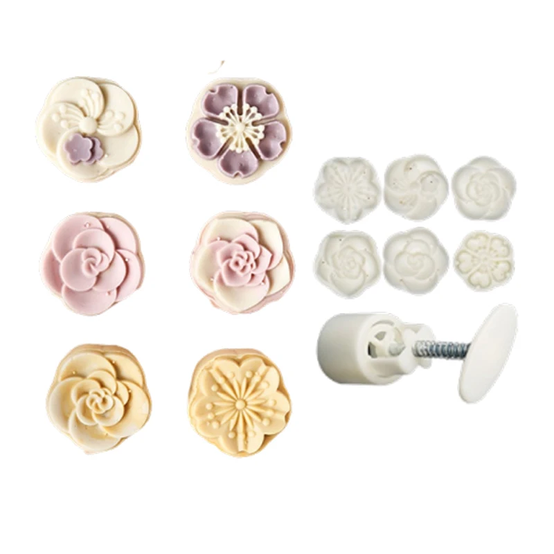 

50g Flower Moon Cake Mold Hand Press Sakura Lotus Green Bean Cake Mold Fondant Mooncake Mold Cookie Stamp DIY Baking Pastry Tool