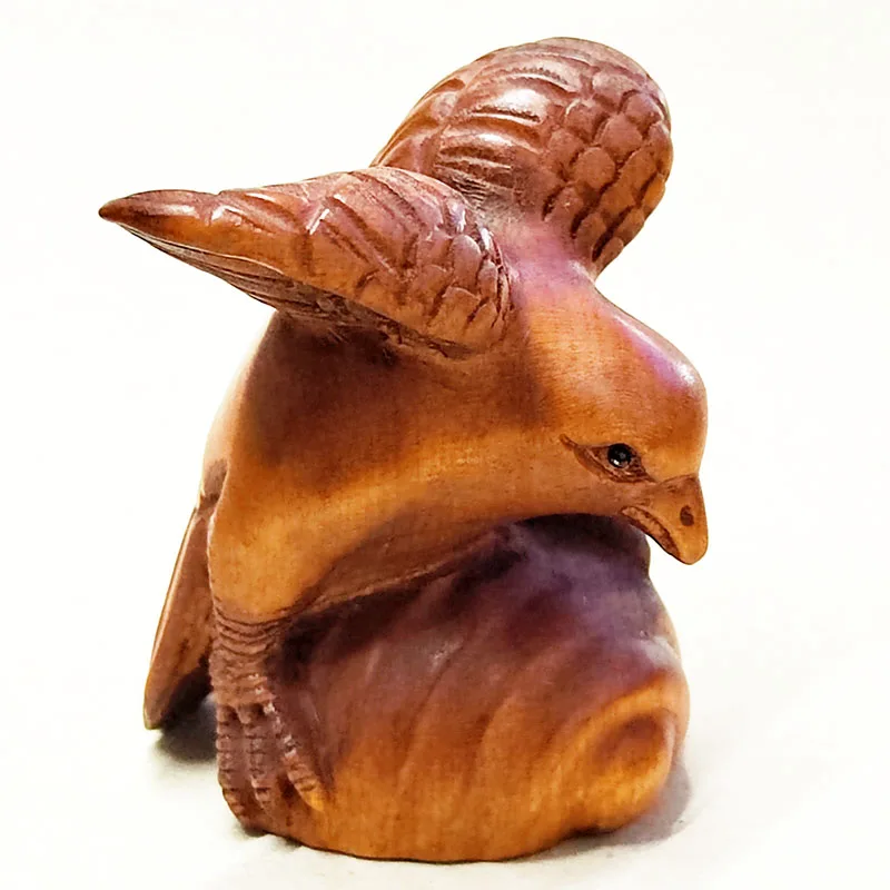 

Y9008 — Потрясающая 2-дюймовая резная фигурка нецке из самшита ручной работы — орел и обезьяна