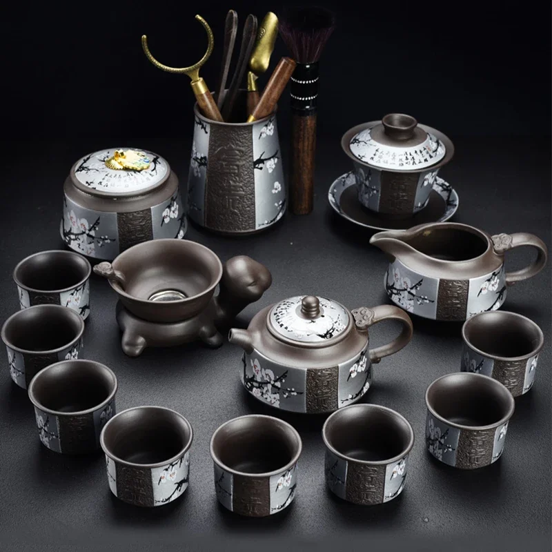 Роскошный зеркальный чайник в стиле ретро с изображением фиолетового песка