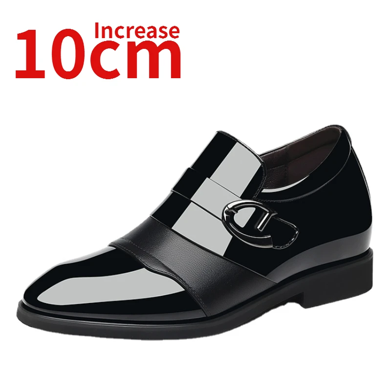 

Men's Dress Leather Shoes Korean Style High-end Increase 10cm Genuine Leather Thick Soled Elevated Shoes Derby Wedding Shoes Man