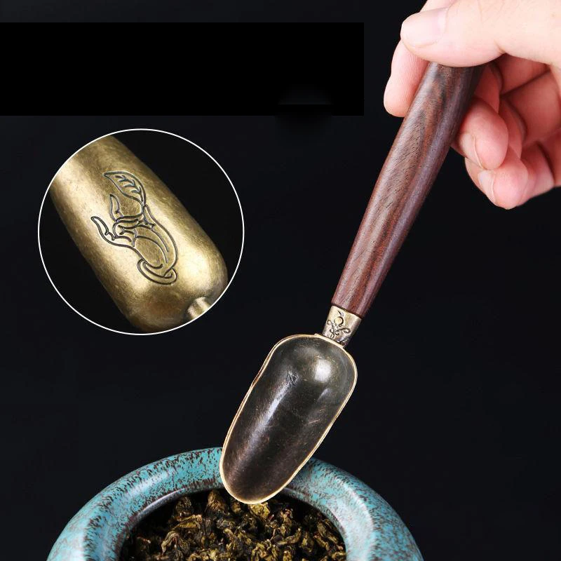 

1pc Retro Creative Tea Shovel Tea KongFu Tea Spoon Ebony Teaspoon Solid Wood Tea Ceremony Accessories Gift