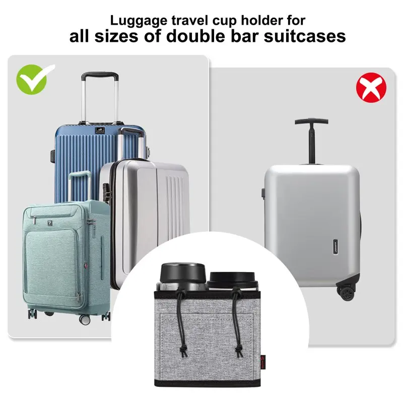 Luggage Cup Holder,  Travel Free Hand Drink Caddy for Bottles Coffee Mugs, Roll-on/Carry on Suitcase Handle