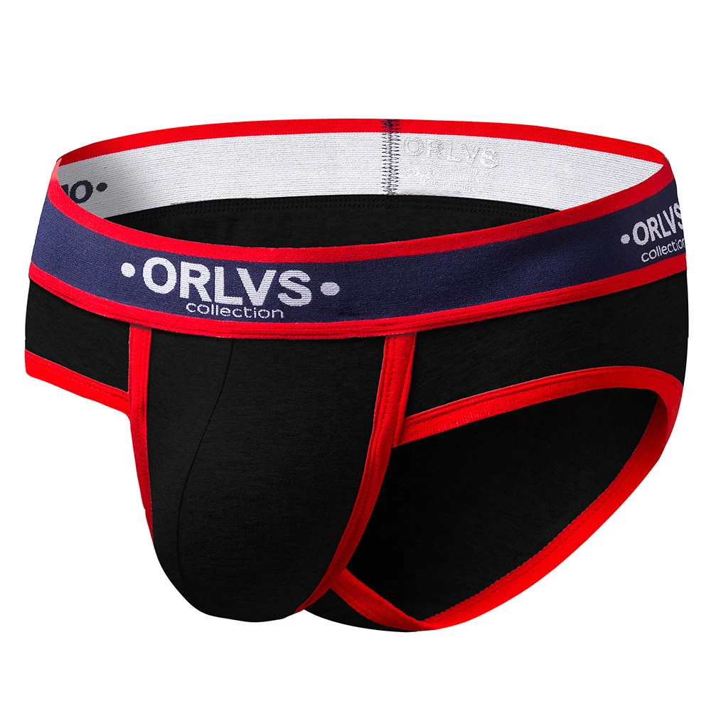 

ORLVS Solid Mens Briefs Sexy Underwear Cotton Shorts Panties Male Underpants Breathable Plus Size Pouch Vetement Homme Brief Men