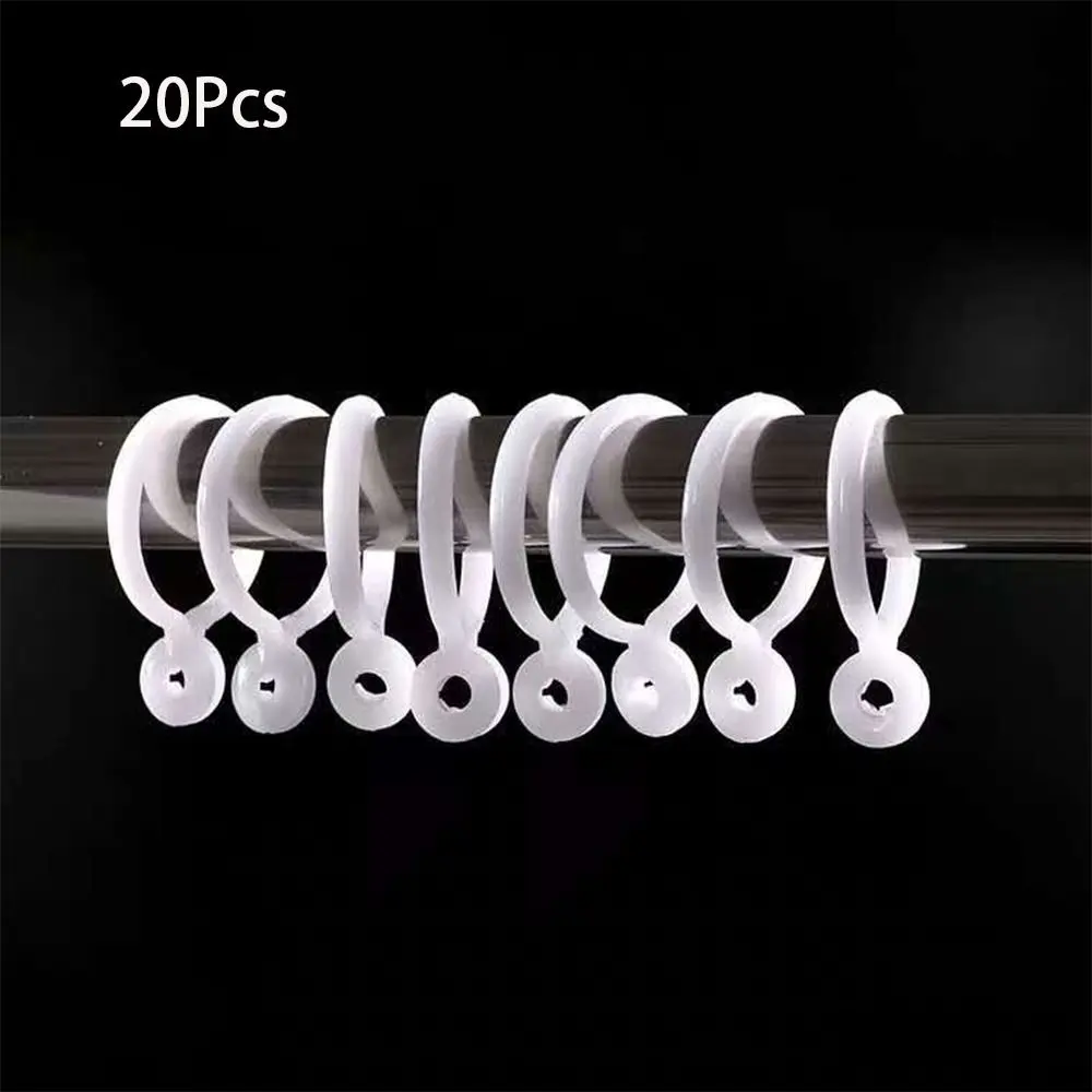 

20 Pcs ABS Shower Curtain Hooks Round Multipurpose Shower Curtain Rings White High Toughness Shower Rod Hooks Door Curtain