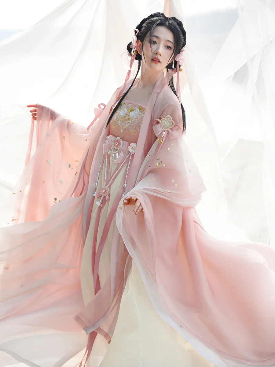 

Оригинальная Женская свежая юбка-чебула Hanfu элементы Хань полный комплект новых моделей весна 2022 комплект из 8 предметов розового цвета