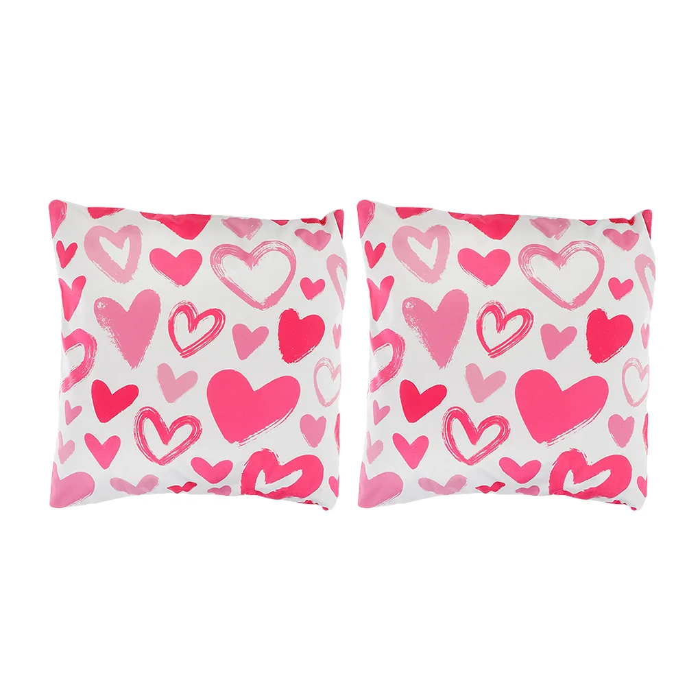 

2pcs Valentine's Day Pillow Cases Polyester Heart Pattern Pillow Cases for Home