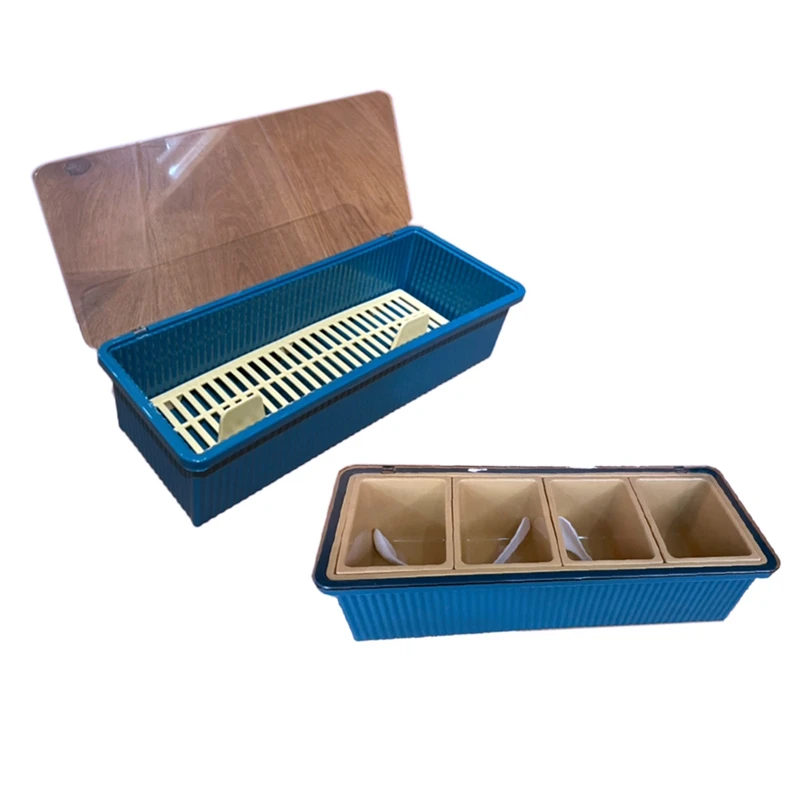 

Creative Seasoning Box Four-Compartment Multi-Combination Spice Box Storage Box Kitchen Supplies Chopsticks Box