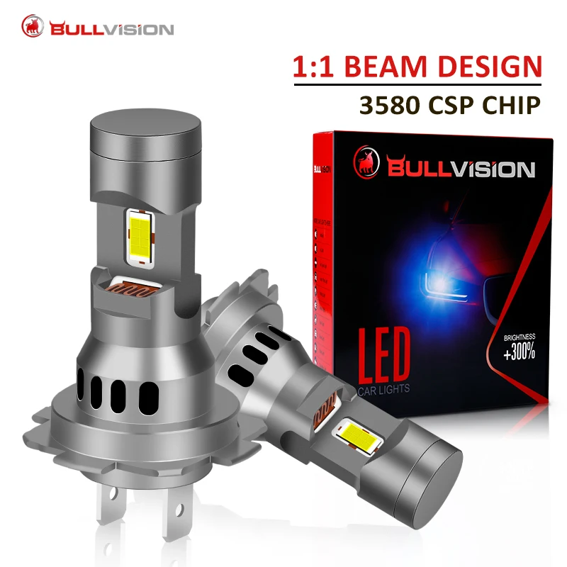 2Pcs Turbo H7 LED 1:1 Size Lights Mini Head Lamp 3580 CSP Wireless H4 9005 9006 Car Headlight Bulbs with Fan 6000K White 12V - купить по