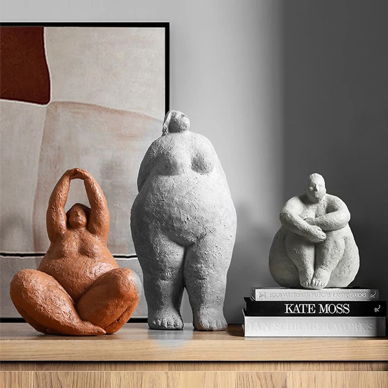 Абстрактное искусство Wabi-sabi из смолы фигурки полных женщин для интерьера