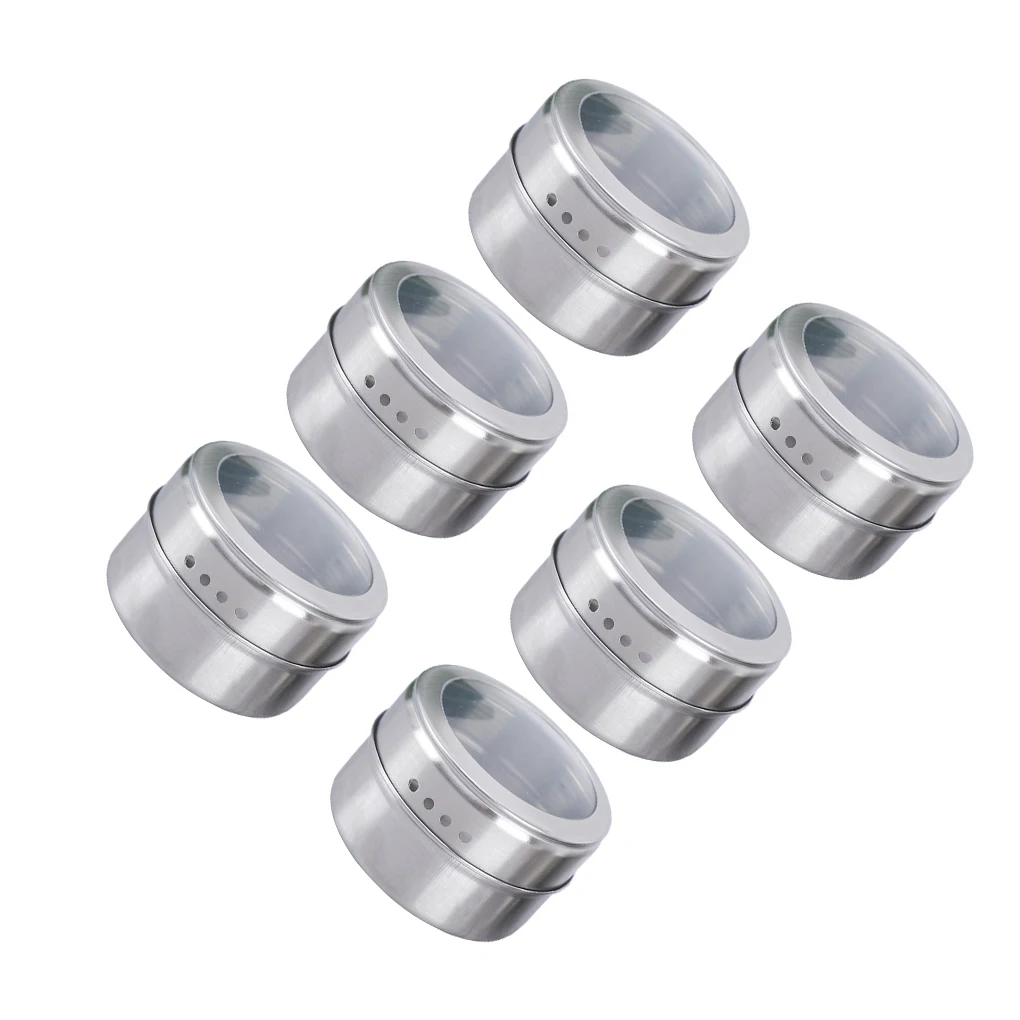 

6Pcs Spice Jars Lids Seasoning Bottles Condiment Salt Pepper Food Storage Household Restaurant Barbecue Cooking Tool