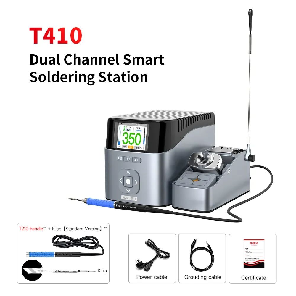 Фото Интеллектуальная паяльная станция Aixun T405 T410 T435 с электрическим паяльником T115/T210/T245 для ремонта фотоэлементов поверхностного монтажа BGA №3