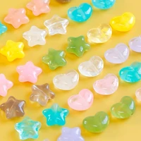 new 10pcs acrylic star love heart colorful beads for fashion jewelry diy making through hole pearl hair ring accessory