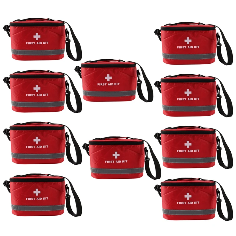 

10X аптечка первой помощи, спортивная сумка для кемпинга, домашняя Аварийная сумка для выживания, красная нейлоновая сумка через плечо с симв...