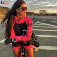 kafitt sexy long sleeve cycling triathlon skinsuit jersey sets 2022 bicycle clothing macaquinho ciclismo feminino 20d gel pad