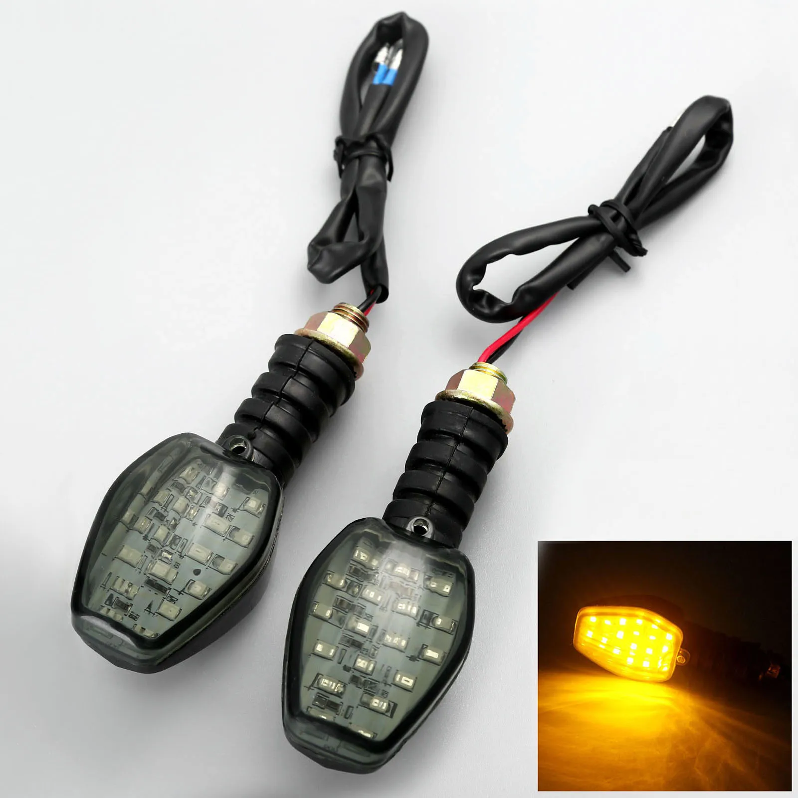 

2Pcs of Pair 10mm Motorcycle LED Sidemarker Turn Signal Light Blinker Indicator Lamp Flasher 12V Yellow LED Clear Lens Universal