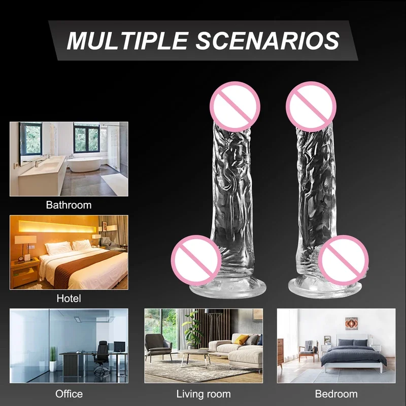 4-размерный прозрачный мягкий желейный фаллоимитатор реалистичный