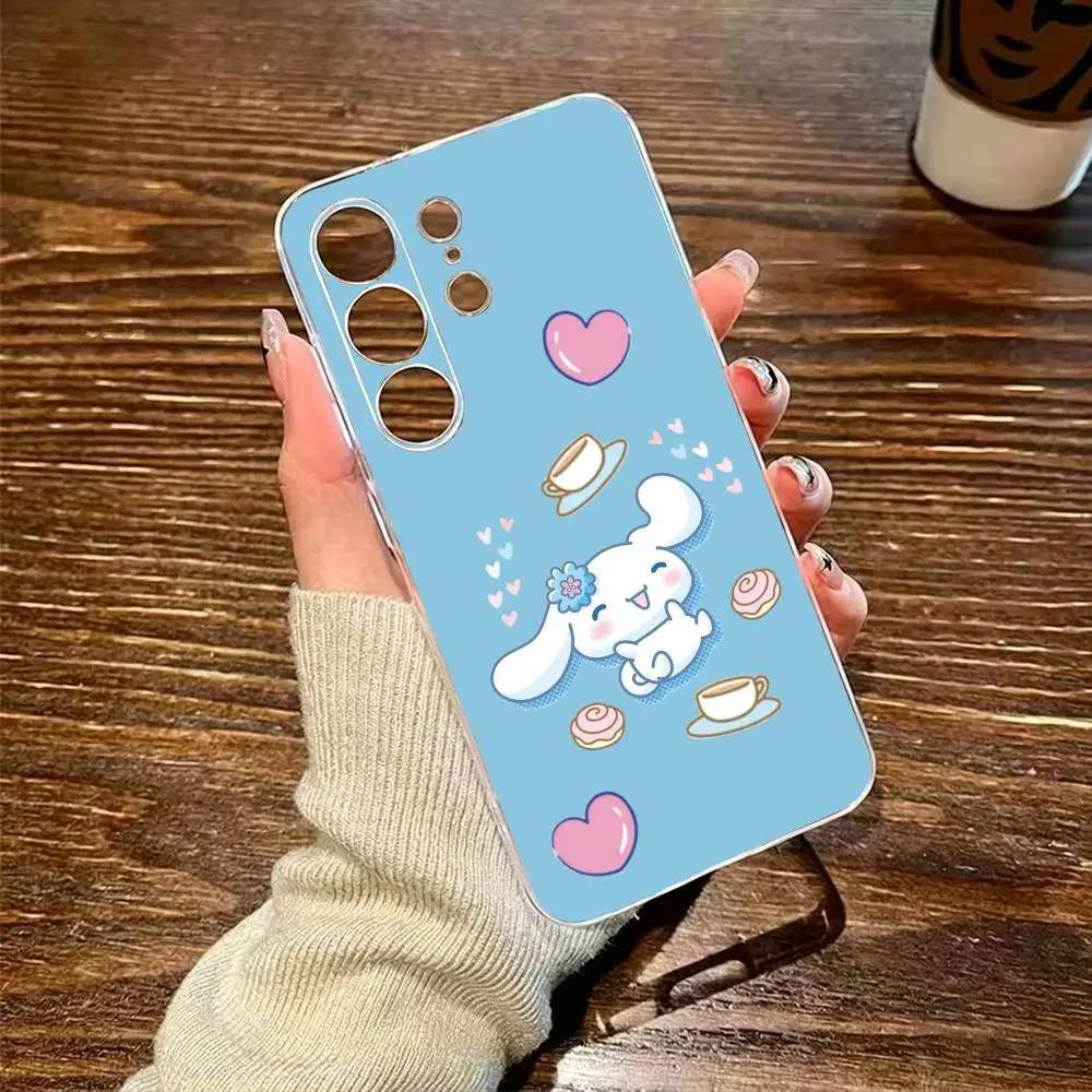 Фото Прозрачный жесткий чехол для телефона с милым мультяшным рисунком Y-Cinnamoroll-s для Samsung S26,25,24,23,22,30,21,10,9,Ultra,Plus,Lite, прозрачный чехол SS №3