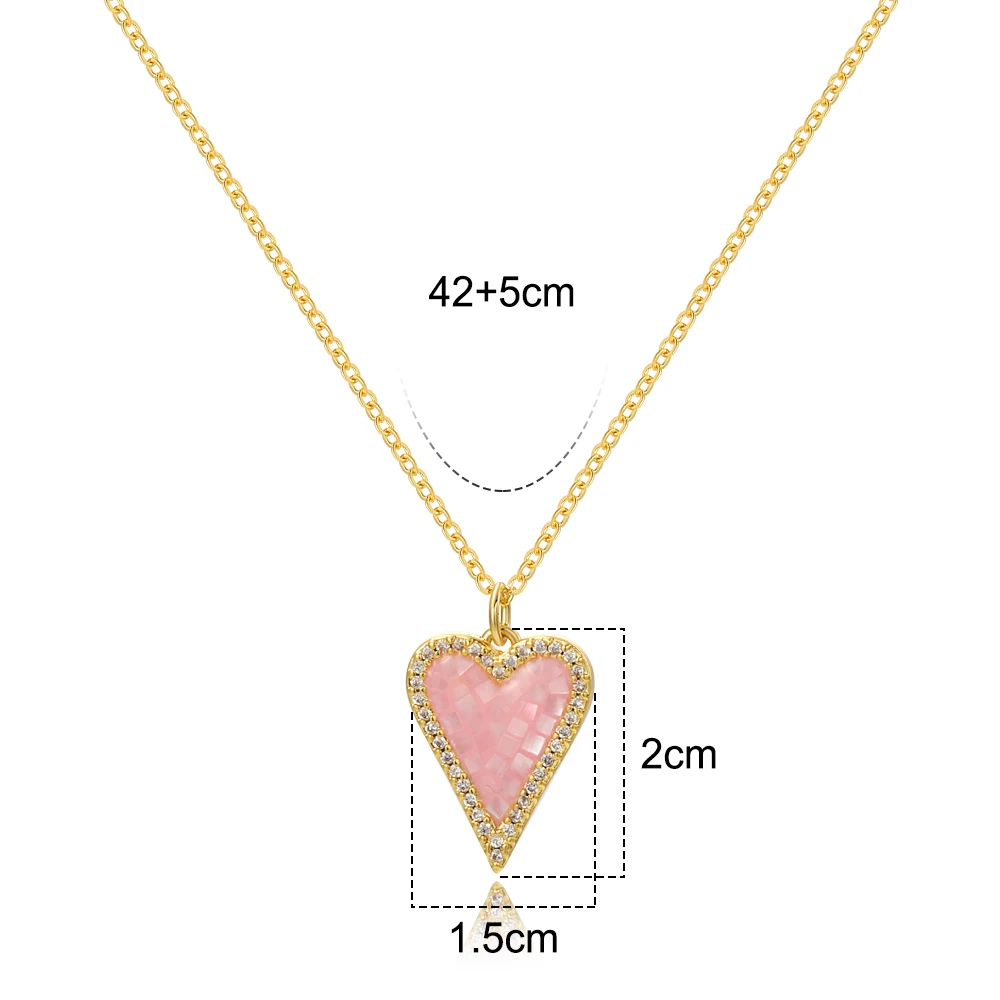Trendy Thin Chain on The Neck Minimalist Pendant Jewelry Romantic Europe Style Colorful Heart Love Pendant Necklace for Ladies