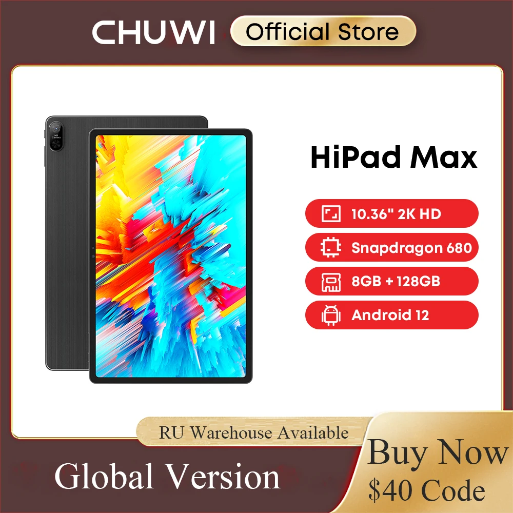 CHUWI HiPad Max планшет на Android 12, восемь ядер, экран 10,36 дюйма, 8 ГБ + 680 ГБ