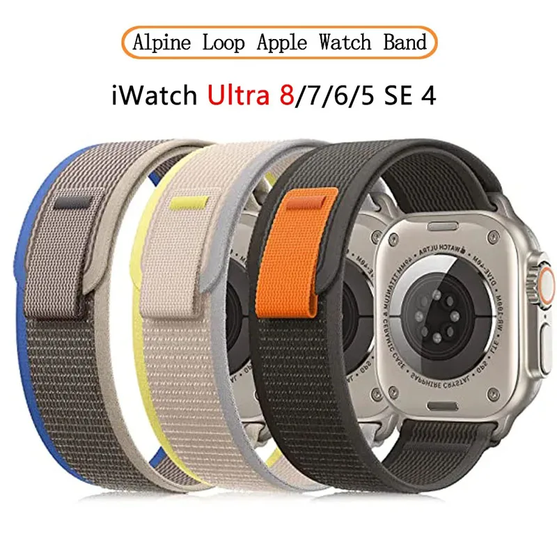 Ремешок Alpine для Apple Watch, нейлоновый браслет для iWatch Series 3 4 5 6 SE 7 8, 45 мм 44 мм 42 мм 41 мм 40 мм Ultra 49 мм
