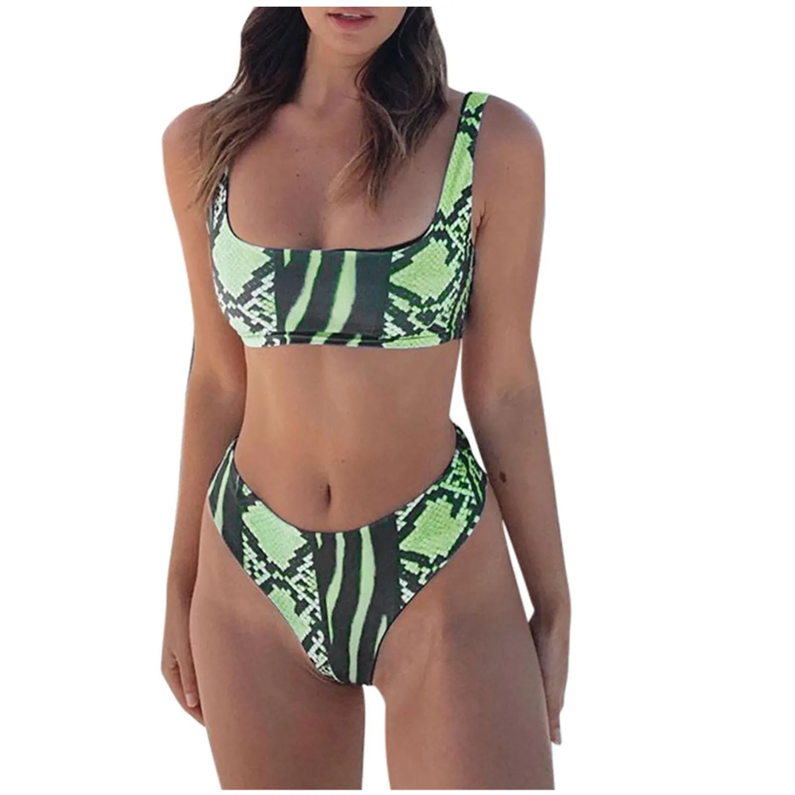 

Sexy Snake Fashion Comfortable Two Women's Swimsuit Split Bikini Piece Print Swimwears Tankinis Set