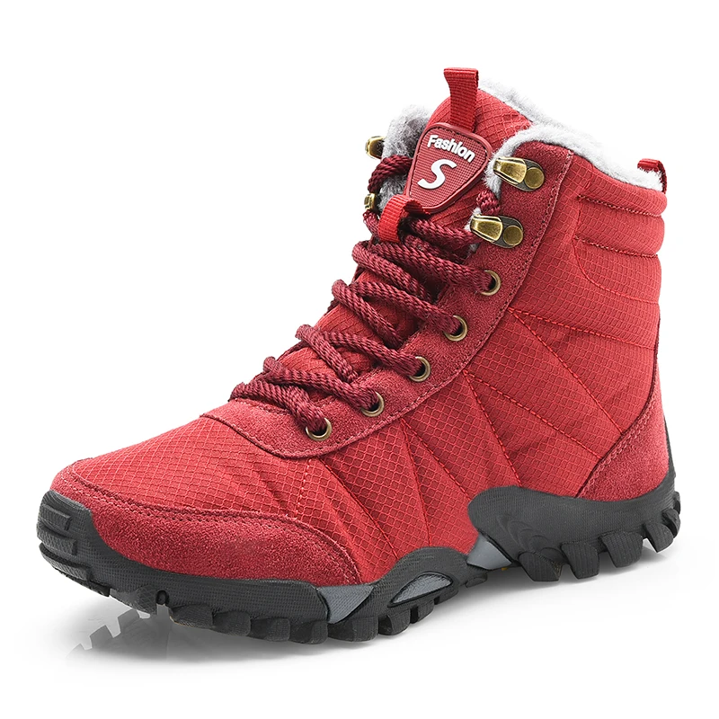 HIKEUP Outdoor Waterproof Couple Style Women High-Top Hiking Shoe Men Snow Boots Wear Comfortable Men's Walking Shoes 36-46