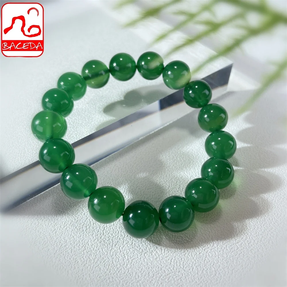 Натуральный Кристальный Зеленый Халцедон Baceda браслет для здоровья с