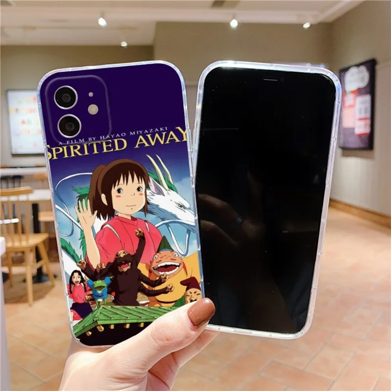 Anime Spirited Away Phone Case FOR IPhone 14 13 12 11 Pro Plus X 13 Pro MAX XR XS MINI Transparent Covers