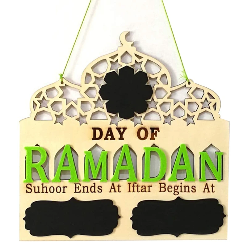 

HOT Islam Ramadan Countdown To EID Mubarak Advent Wooden Hanging Message Board Home DIY Decorations Crafts Party Supplies