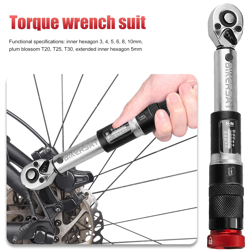 

BIKERSAY Bicycle Torque Wrench 2-20NM MoutainRoad Bike Repair Maintenance Spanner Key Riding Maintenance Repair Installation Kit