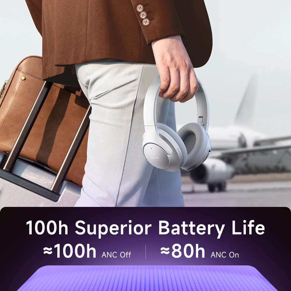 Фото Наушники Picun ANC 05MAX Bluetooth с активным шумоподавлением (ANC), беспроводные, Hi-Res, с микрофоном ENC HD, низкой задержкой, легкие, HIFI №3