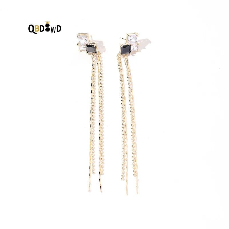 

Новое поступление, женские блестящие серьги-подвески золотого цвета с кисточками и цирконом, изысканные Женские Висячие серьги, модные юве...