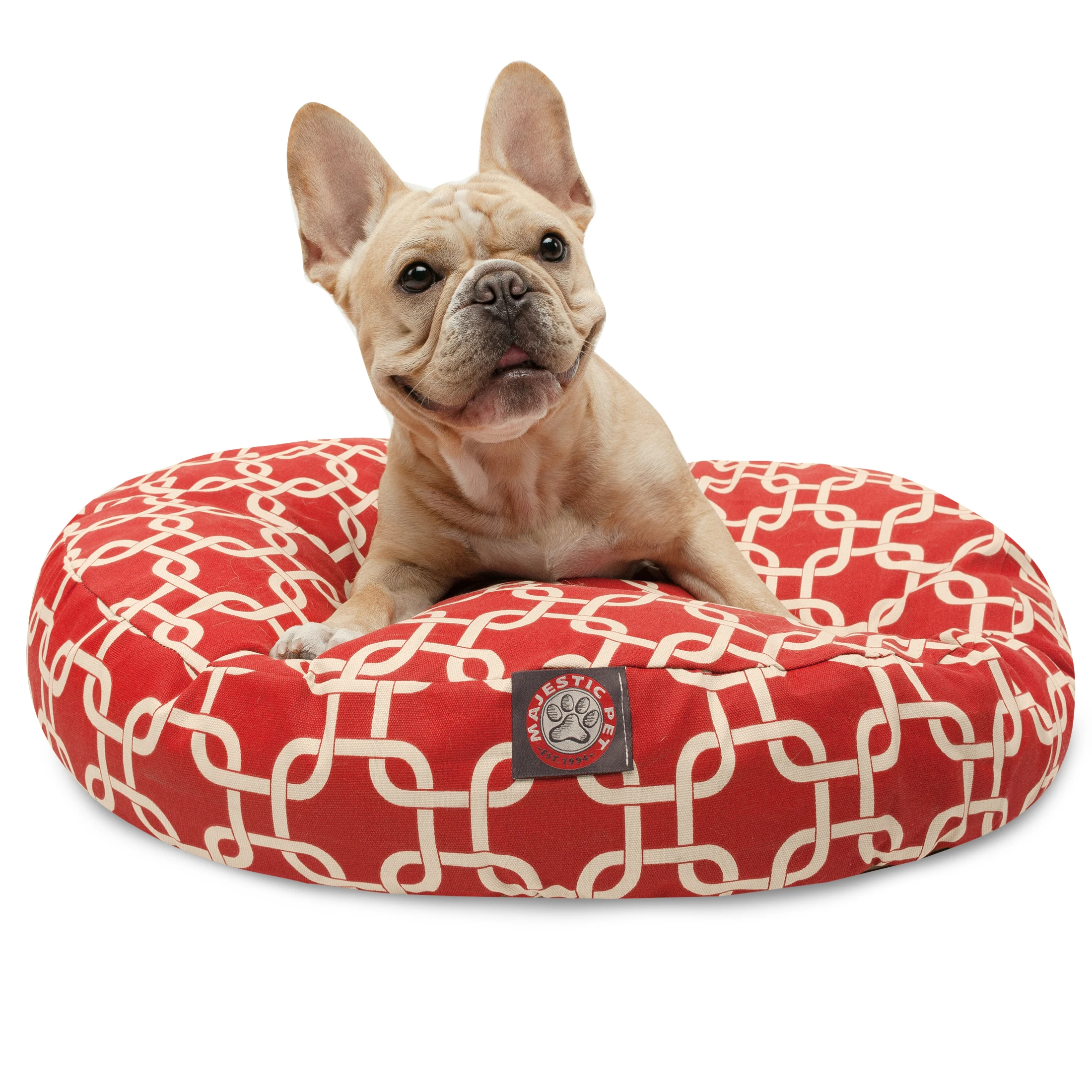 

HMTX | Links Round Pet Bed For Dogs, Removable Cover, Red, Small