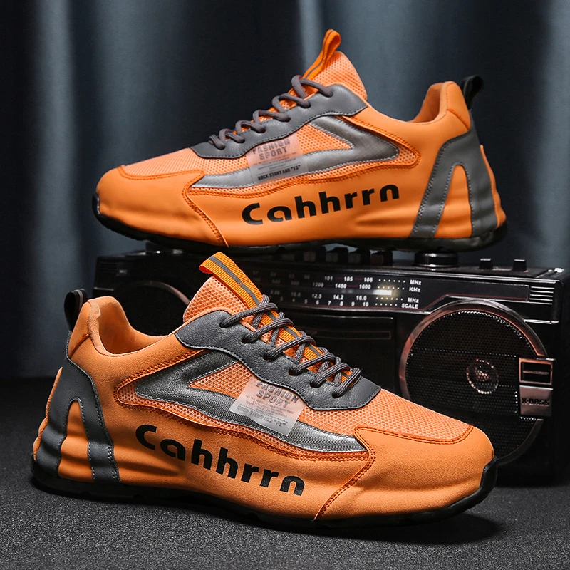 

New Men's Sneakers Fashion Men's Vulcanized Shoes Comfortable Mesh Lining Male Sneakers Anti-skid Wear-resistant Walking Shoes