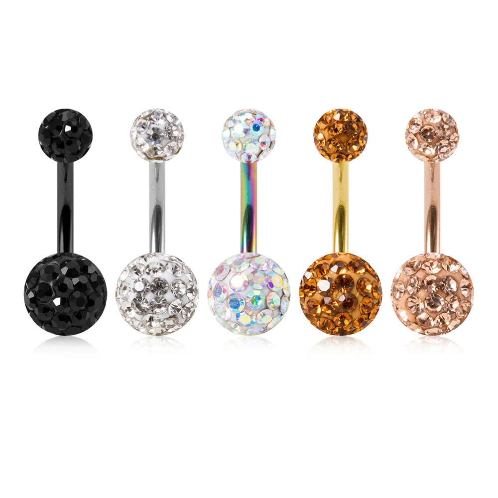 1 шт. Bling CZ Циркон Кольца для пупка Нержавеющая сталь пирсинг живота женщин