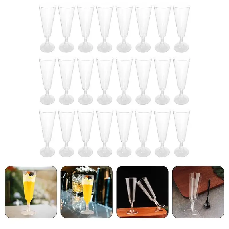 

40Pcs Plastic Goblet Disposable Champagne Glasses Bar Drinks Cups Dessert Goblets Party Cocktail Goblet Wedding For Desserts