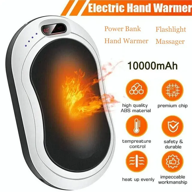 Winter 4 IN 1 Double-Side Heating USB Rechargeable Massager 10000mAh Power Bank Hand Warmer LED Flashlight 1