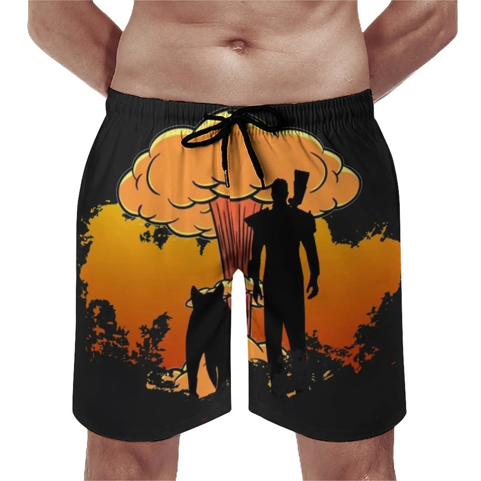 

Fallout 4 Lone Wanderer And Board Shorts High Quality Dogmeat Nuke Clean Geek Game Custom Board Short Pants Elastic Waist Trunks