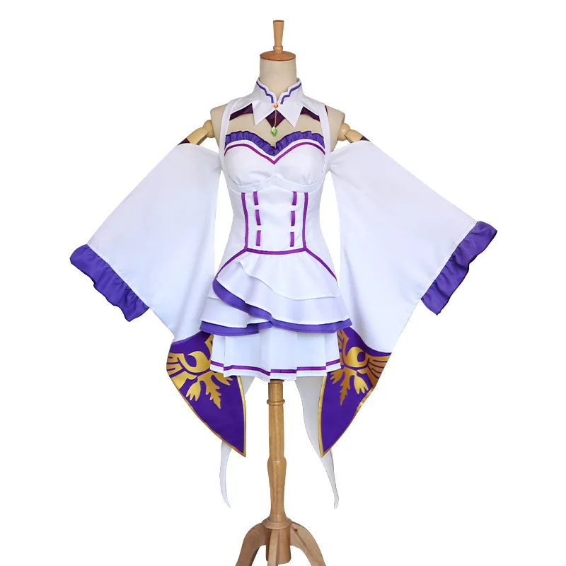 

Re:Life In A Different World From Zero Cosplay Emilia Fancy Dress Anime Re:Zero kara Hajimeru Isekai Seikatsu Women's Costume