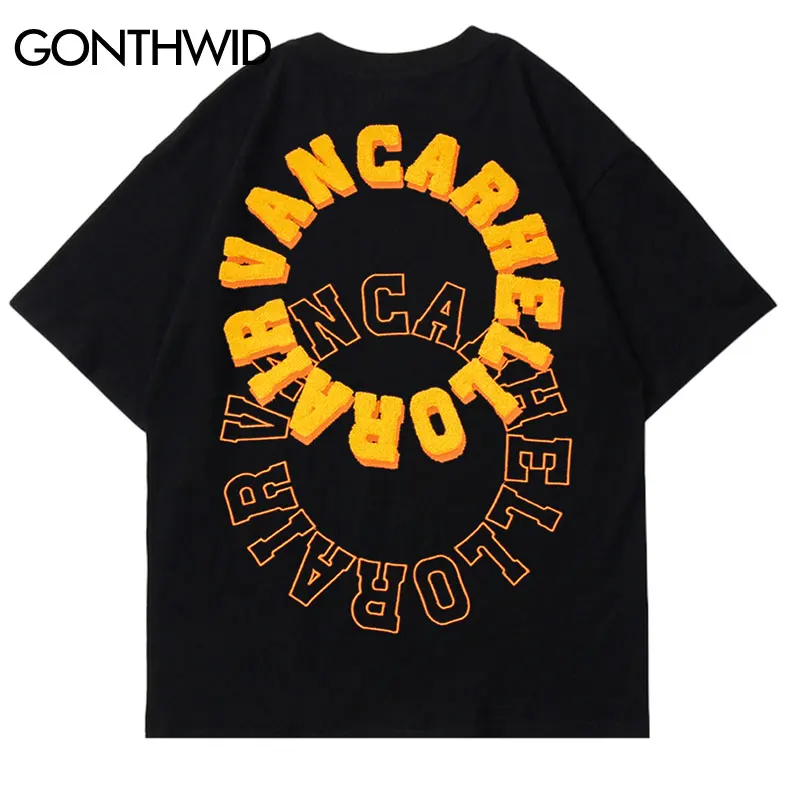 

Mens Tshirt Streetwear Hip Hop Embroidery Letters Cotton Loose T-Shirt 2022 Harajuku Fashion Short Sleeve Tee Shirts Summer Top