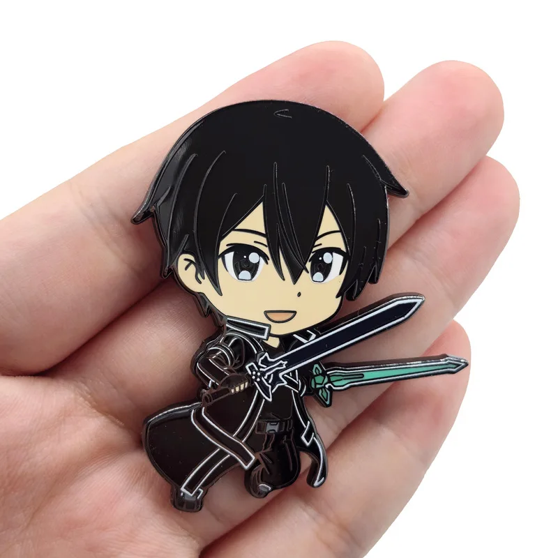 Фото Аниме Sword Art Online Металлические значки Кирито Асуна Булавки Манга SAO Броши Рюкзак Сумка Одежда Лацкан ACG Косплей Игрушка Подарочный Декор №2