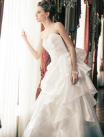 free shipping white ivory 2022 new pleat a line sweetheart custom made shine beaded embroidery elegant satin wedding dresses