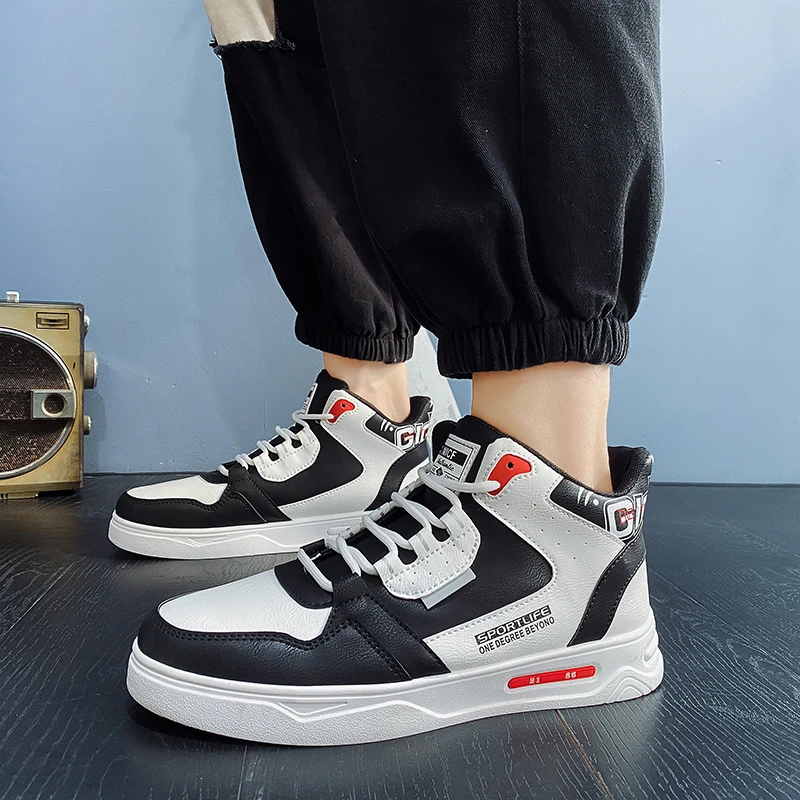 Autumn Winter Fashion Platform Men's Skate Shoes Breathable High-top Sneakers Men Lace-up Skateboarding Shoes Man basket homme