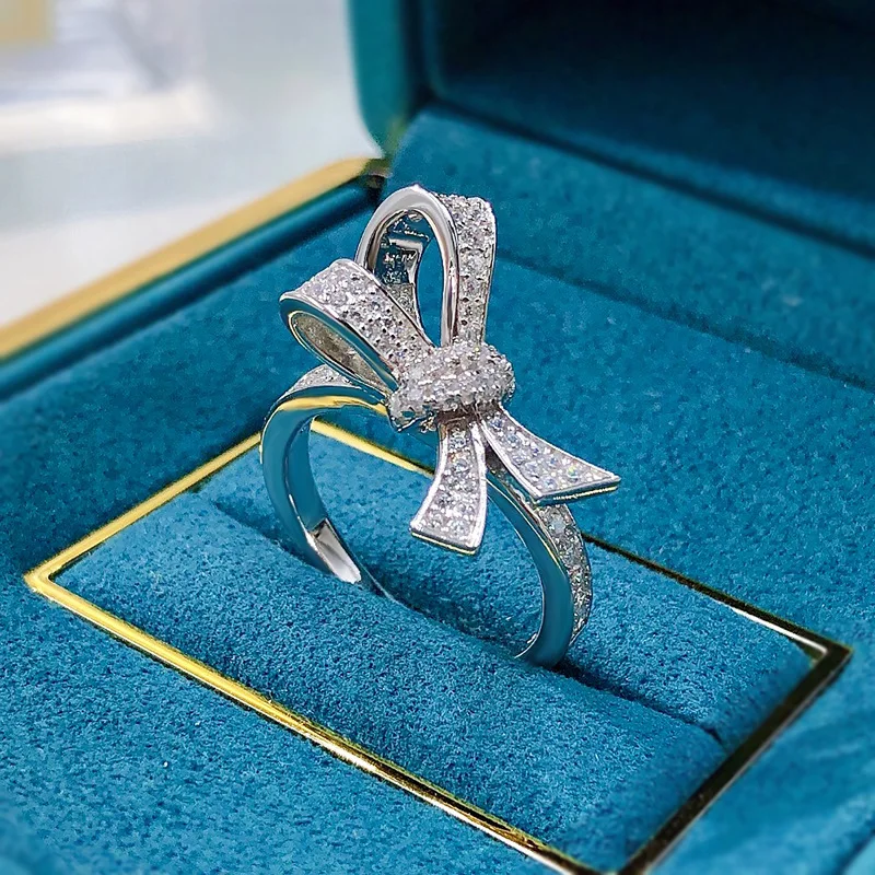 

2023 Fashion Advanced New Silver Bow Ring Ins Foreign Trade Handicrafts One Piece for Sale
