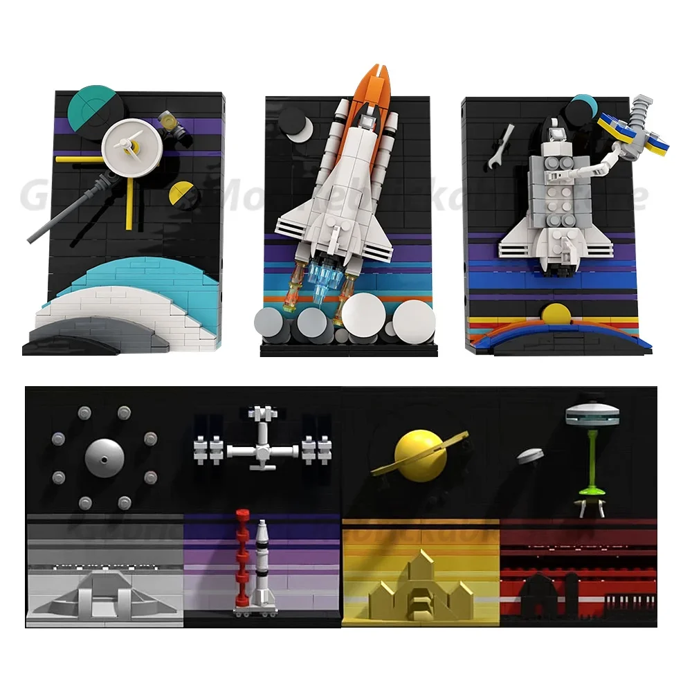 Фото Gobricks MOC Tales of the Space Age 2, модель кирпича, зонд Cassini, украшение Сатурна, строительный блок, живопись, развивающие игрушки, подарок №1