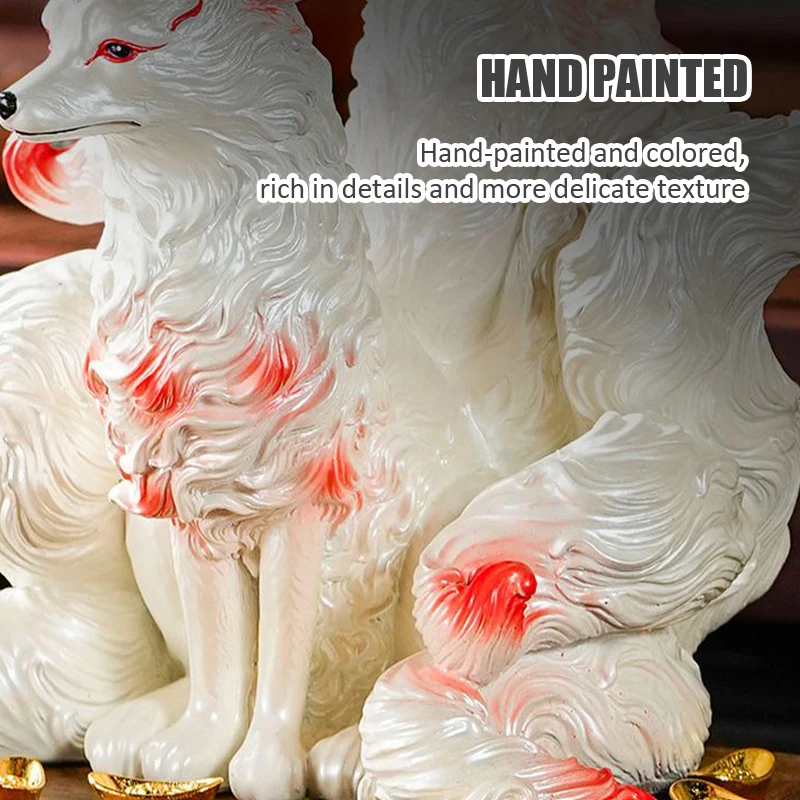 Статуэтка из искусственной смолы с девятью хвостами статуэтка счастливой лисы