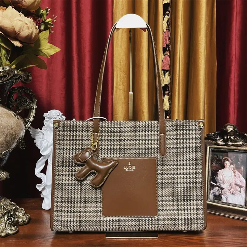 Luxurious Houndstooth Checker Retro Handbag Women's Bag 2023 New Versatile Wallet One-Shoulder Satchels Sac Designer Purses sac