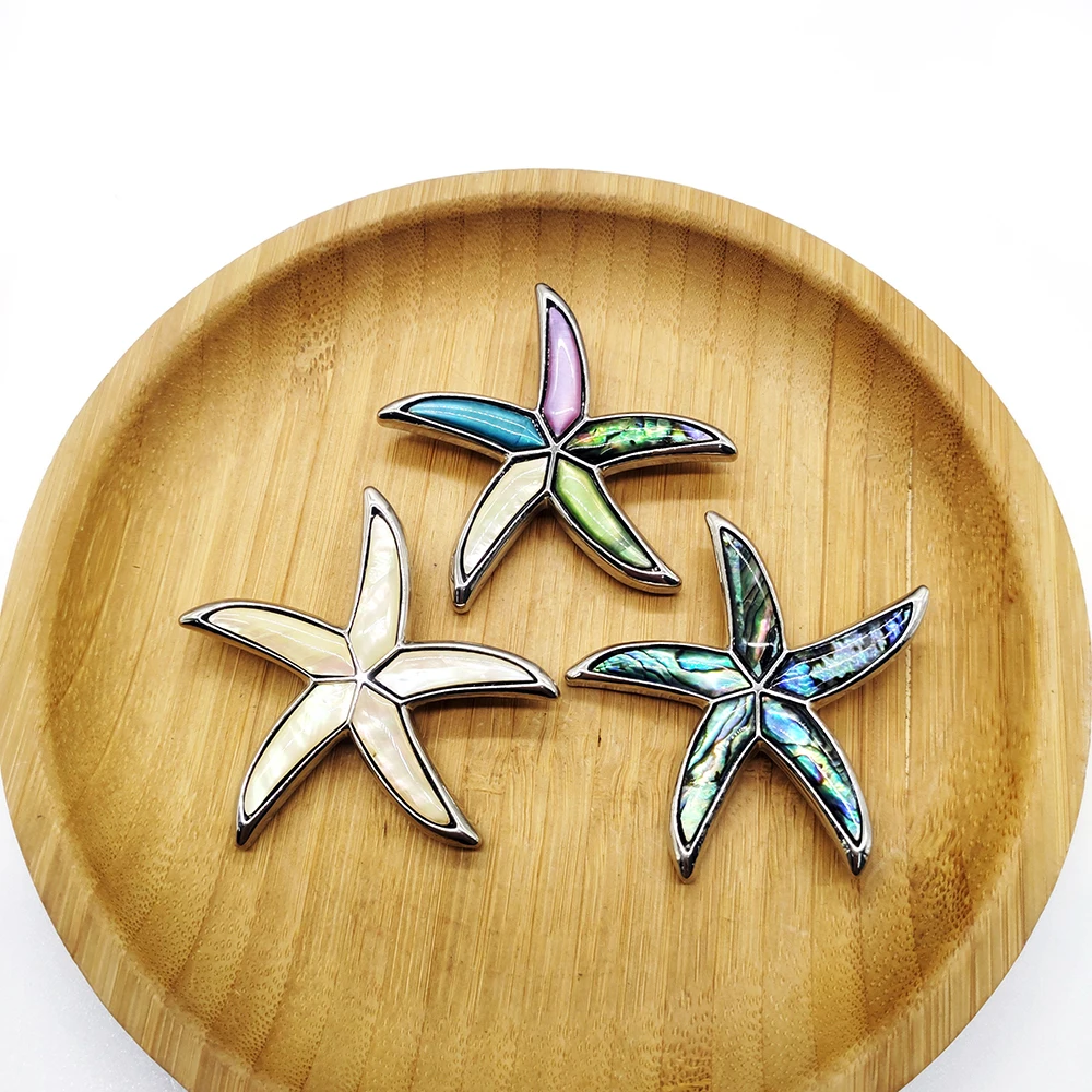 

Natural Shell Vintage Starfish Abalone Shell Pendant Necklace Starfish Zinc Alloy Charm Women's Pendant Jewelry Accessories