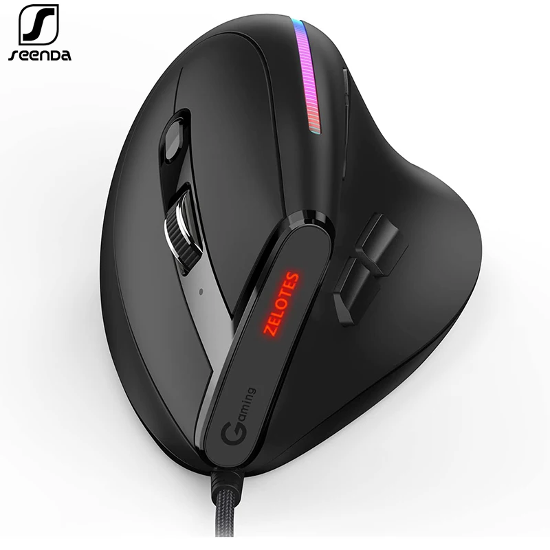 

SeenDa Gaming Mouse Wired RGB USB Programmable Gaming Mice 12800 Max DPI Vertical Mice Wired for PC/Laptop/E-Sports/Gamer